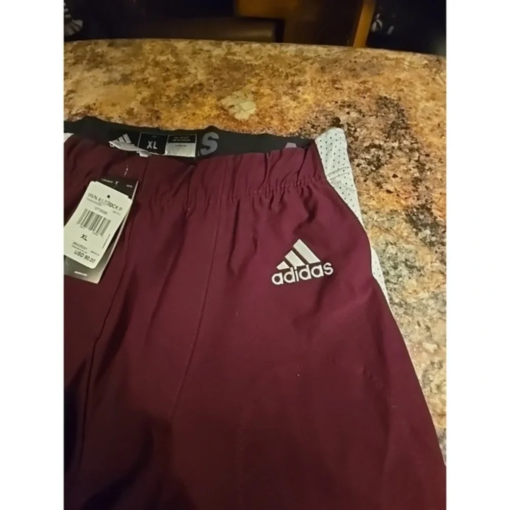 Adidas Woven A1‎ Stock Football Pants Burgandy White Mens Size XL 